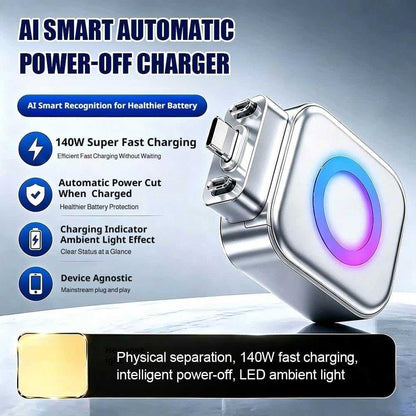 Dual-core separator supports up to 140W fast charging with overcurrent and overtemperature protection
