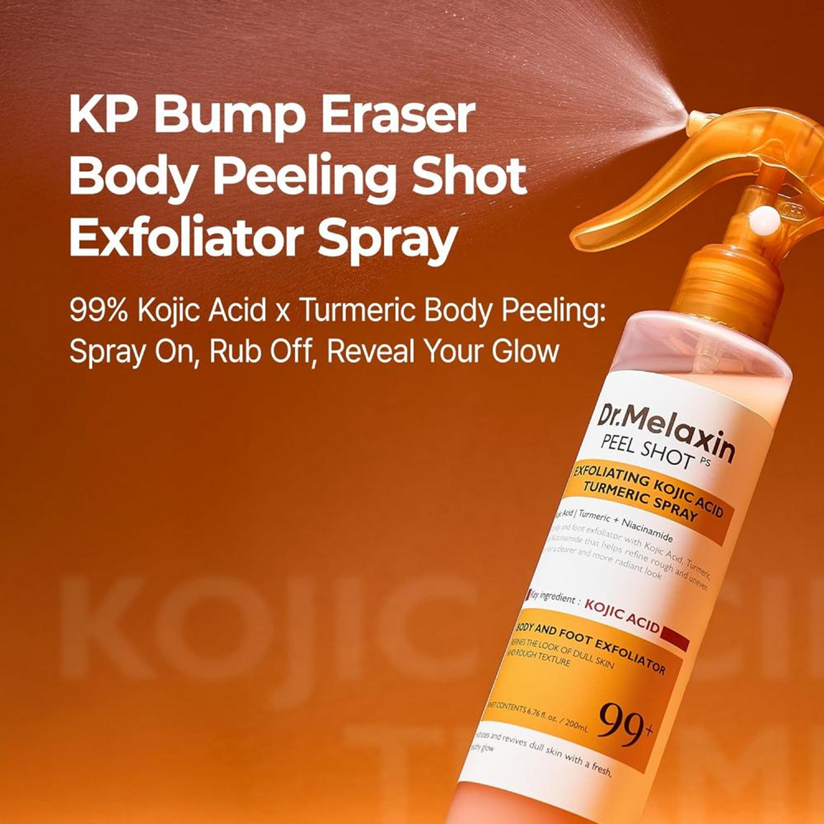 Dr.Melaxin Peel Shot Exfoliating Kojic Acid Turmeric Spray Body and Foot Exfoliator - 200ml