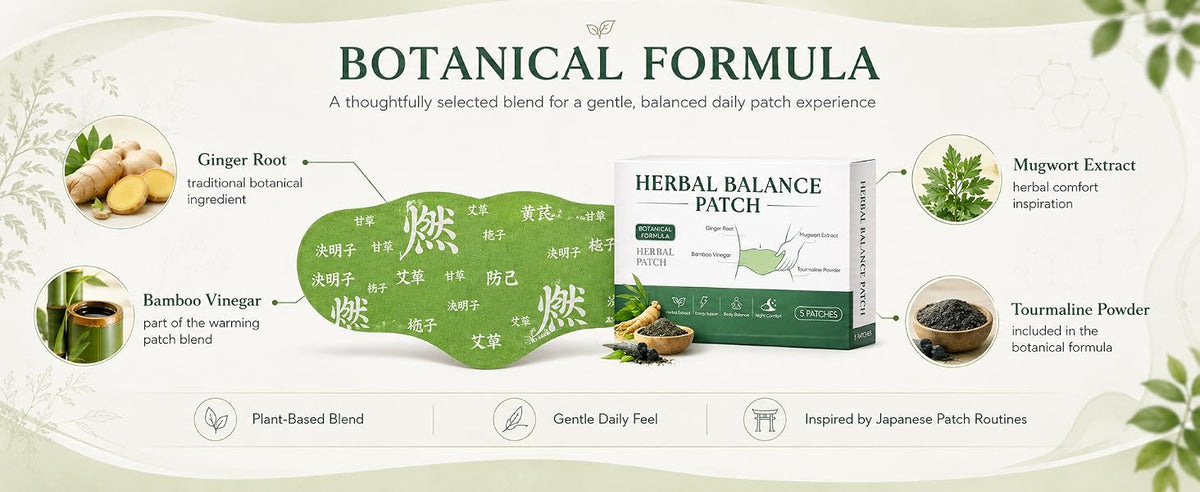 Botanical formula: ginger root, mugwort, bamboo vinegar, tourmaline